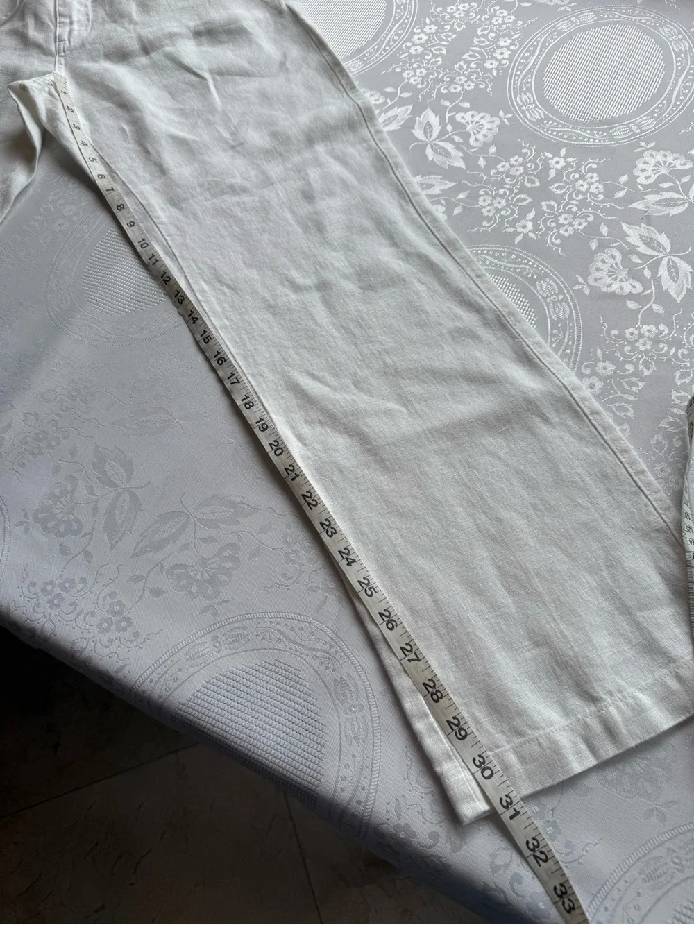 BLUE Saks Fifth Avenue White 100% Linen Casual Pants Elastic Waist Men’s Size 32